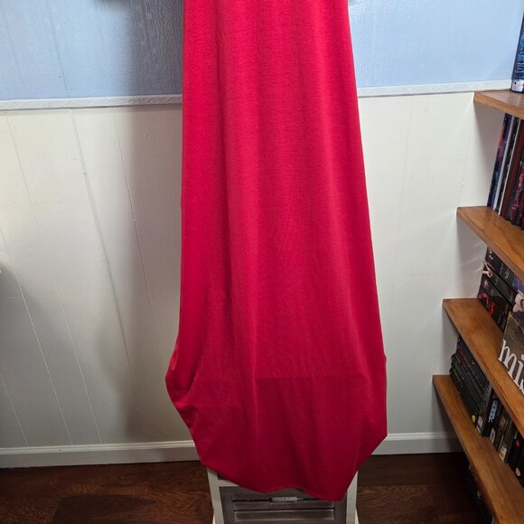 Lularoe Medium Bright Red Crewneck Shortsleeve Simple Summer Maxi Shirt Dress - Picture 2 of 10